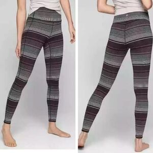 Athleta Striped Gray and Purple Leggings, Women's Size XSP